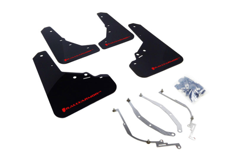 Rally Armor 12-18 Fiat 500 (Pop/Sport/Lounge/Abarth) Black UR Mud Flap w/ Red Logo - Body & Protection