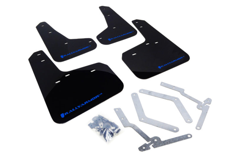 Rally Armor 12-19 Ford Focus ST / 16-19 RS Black Mud Flap w/ Blue Logo - Body & Protection