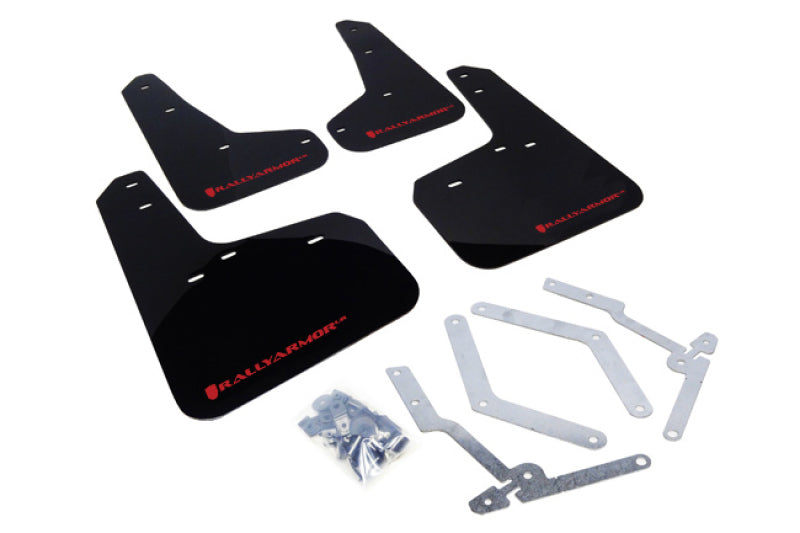 Rally Armor 12-19 Ford Focus ST / 16-19 RS Black Mud Flap w/ Red Logo - Body & Protection