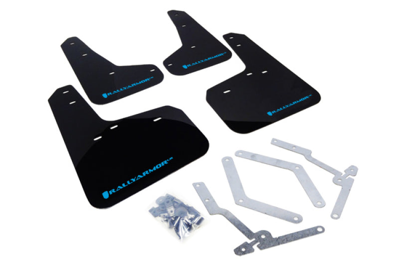 Rally Armor 12-19 Ford Focus ST / 16-19 RS Black UR Mud Flap w/ Nitrous Blue Logo - Body & Protection