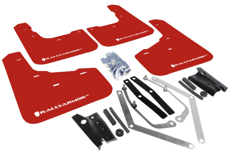 Rally Armor 13-19 USDM Ford Fiesta ST Red UR Mud Flap w/ White Logo - Body & Protection