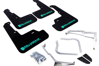 Rally Armor 15-21 Subaru WRX/STI (Sedan ONLY) Black UR Mud Flap w/ Teal Altered Font Logo - Body & Protection