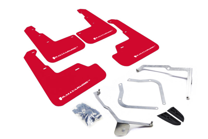 Rally Armor 15-21 Subaru WRX/STI (Sedan ONLY) Red UR Mud Flap w/ White Logo - Body & Protection