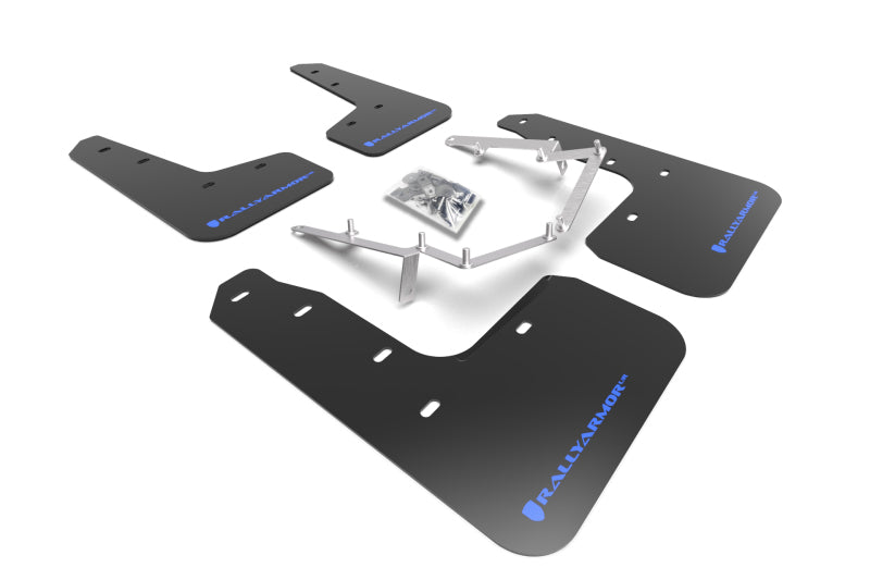 Rally Armor 17-21 Honda Civic EX / EX-L / LX (Hatchback) Black UR Mud Flap Blue Logo - Body & Protection