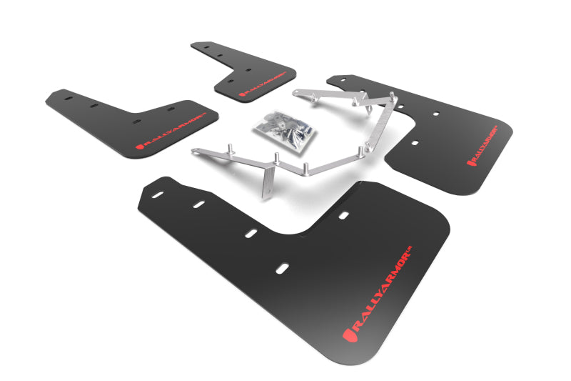 Rally Armor 17-21 Honda Civic EX / EX-L / LX (Hatchback) Black UR Mud Flap Red Logo - Body & Protection