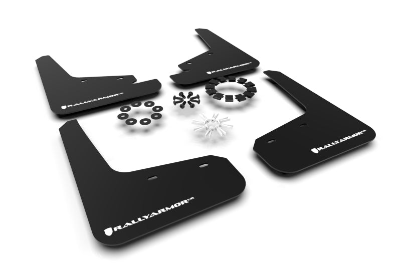 Rally Armor 20-22 Tesla Model Y Black UR Mud Flap w/ White Logo - Body & Protection