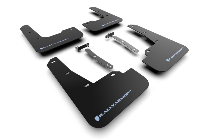 Rally Armor 2022 Hyundai Elantra N & Line Black UR Mud Flap w/ Light Blue Logo - Body Protection