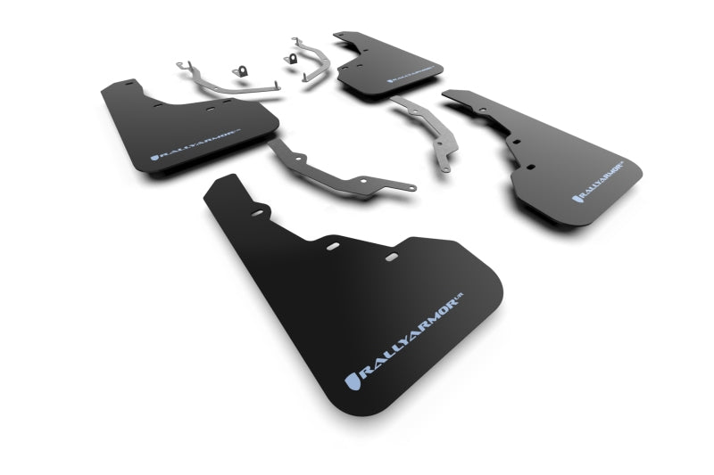 Rally Armor 2022 Hyundai Santa Cruz Black Mud Flap w/ Light Blue Logo - Body & Protection
