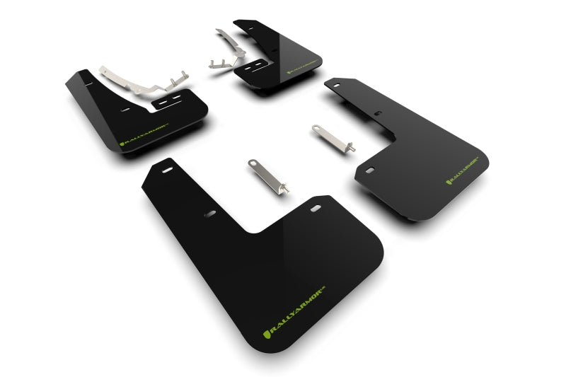 Rally Armor 2022 MK8 Volkswagen Golf GTI/R Black UR Mud Flap w/ Green Logo - Body & Protection