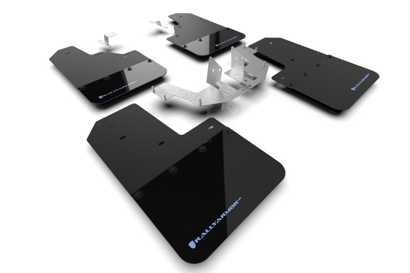 Rally Armor 21-22 Ford Bronco (Plstc Bmpr - NO Rptr/Sprt - RR/RB) Blk Mud Flap w/Area Blue Logo - Body & Protection