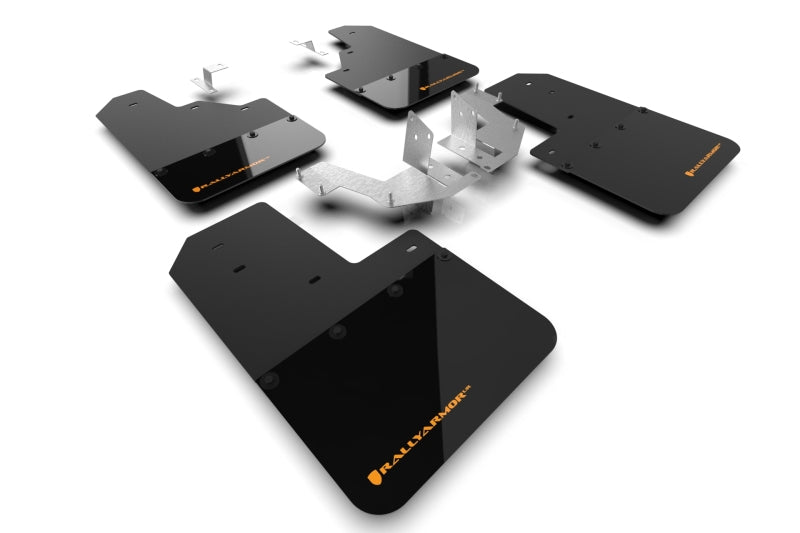 Rally Armor 21-22 Ford Bronco (Plstc Bmpr - NO Rptr/Sprt - RR/RB) Blk Mud Flap w/Cy Orange Logo - Body & Protection