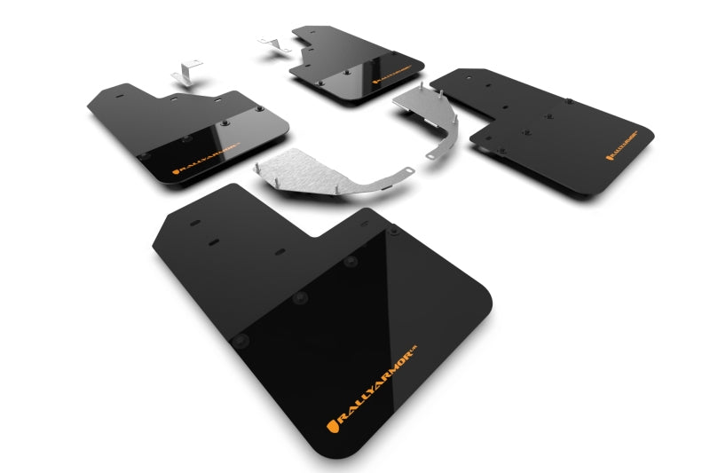 Rally Armor 21-22 Ford Bronco (Steel Bmpr - NO Rptr/Sprt - RR/RB) Blk Mud Flap w/Cy Orange Logo - Body & Protection