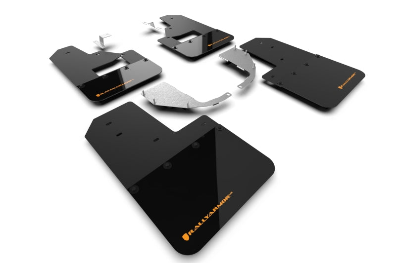 Rally Armor 21-22 Ford Bronco (Steel Bmpr + RB - NO Rptr/Sprt) Blk Mud Flap w/Cy Orange Logo - Body & Protection