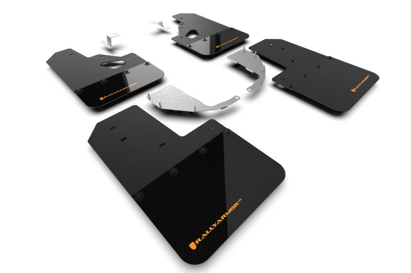 Rally Armor 21-22 Ford Bronco (Steel Bmpr + RR- NO Rptr/Sprt) Blk Mud Flap w/Cy Orange Logo - Body & Protection