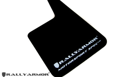 Rally Armor Universal Fit (No Hardware) Motorsport Spec Black UR Mud Flap w/ White Logo - Body & Protection