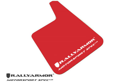 Rally Armor Universal Fit (No Hardware) Motorsport Spec Red UR Mud Flap w/ White Logo - Body & Protection