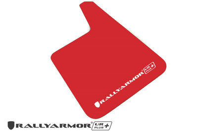 Rally Armor Universal Fit (No Hardware) UR Plus Red Mud Flap w/ White Logo - Body & Protection