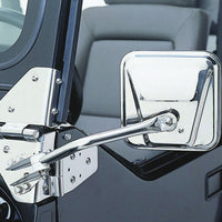 Rampage 1955-1983 Jeep CJ5 Side Mirrors - Stainless - Exterior Styling
