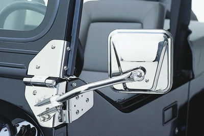 Rampage 1955-1983 Jeep CJ5 Side Mirrors - Stainless - Exterior Styling