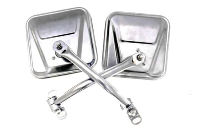 Rampage 1955-1983 Jeep CJ5 Side Mirrors - Stainless - Exterior Styling