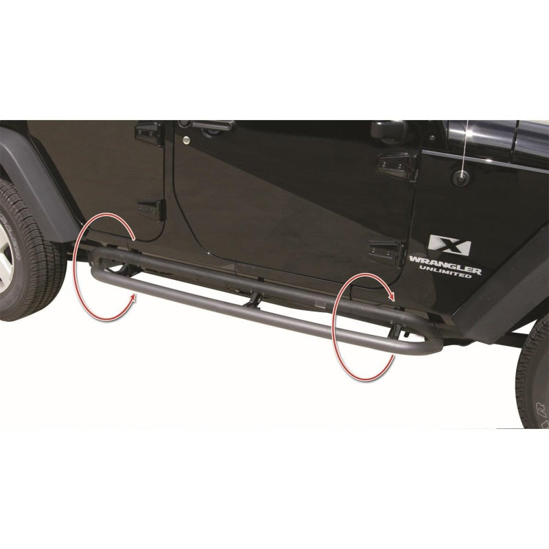 Rampage 2007-2018 Jeep Wrangler(JK) Srs Side Bar Rockerguard Step - Black - Nerf Bars & Running Boards