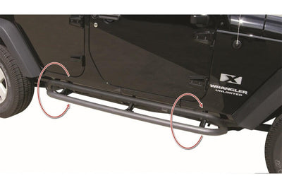 Rampage 2007-2018 Jeep Wrangler(JK) Srs Side Bar Rockerguard Step - Black - Nerf Bars & Running Boards