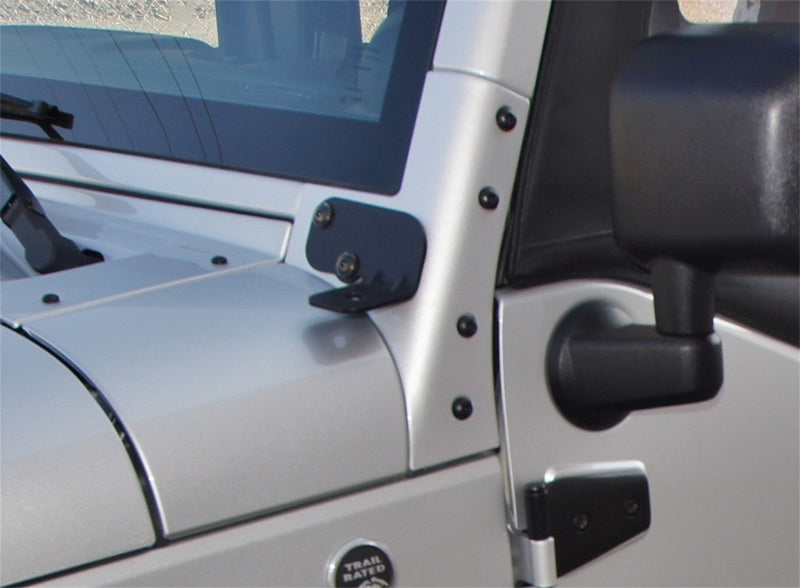 Rampage 2007-2018 Jeep Wrangler(JK) Windshield Hinge Light Bracket - Black - Exterior Styling