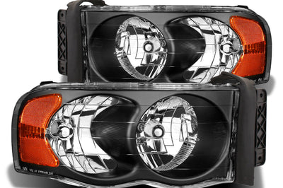 Raxiom 02-05 Dodge RAM 1500 Crystal Headlights- Black Housing (Clear Lens) - Lights