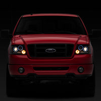 Raxiom 04-08 Ford F-150 Dual LED Halo Projector Headlights- Black Housing (Clear Lens) - Lights