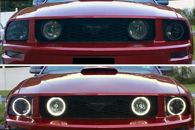Raxiom 05-09 Ford Mustang GT V6 Axial Series CCFL Halo Projector Headlight- Blk Housing (Smkd Lens) - Lights