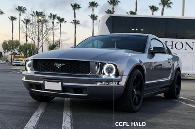 Raxiom 05-09 Ford Mustang GT V6 Axial Series CCFL Halo Projector Headlight- Blk Housing (Smkd Lens) - Lights