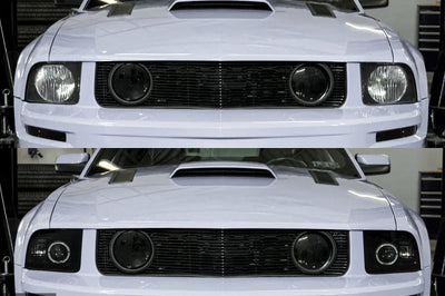 Raxiom 05-09 Ford Mustang Halogen 2010 Style LED Halo Headlights-Blk Hsng(Clear Lens/Excludes GT500) - Lights