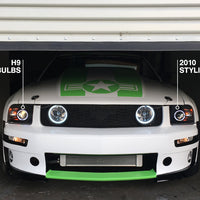 Raxiom 05-09 Ford Mustang Halogen 2010 Style LED Halo Headlights-Blk Hsng(Clear Lens/Excludes GT500) - Lights