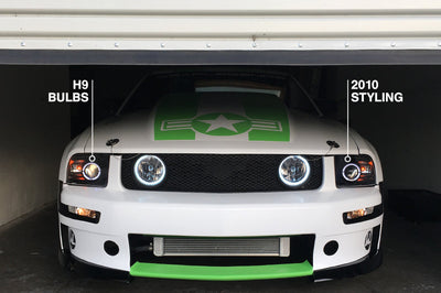 Raxiom 05-09 Ford Mustang Halogen 2010 Style LED Halo Headlights-Blk Hsng(Clear Lens/Excludes GT500) - Lights