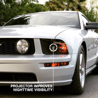 Raxiom 05-09 Ford Mustang Halogen 2010 Style LED Halo Headlights-Blk Hsng(Clear Lens/Excludes GT500) - Lights