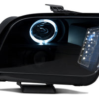 Raxiom 05-09 Ford Mustang w/ Halogen LED Halo Prjctr Headlights-Blk Hsng(Smoked Lens Exclude GT500) - Lights