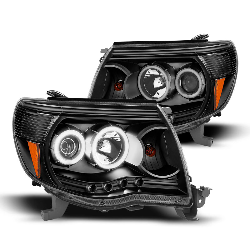 Raxiom 05-09 Tacoma Super White LED Halo Projector Headlights- Black Housing (Clear Lens) - Lights
