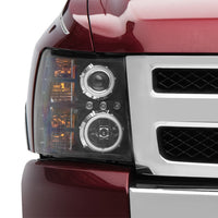 Raxiom 07-13 Silverado 1500 Super White LED Halo Projector Headlights- Black Housing (Clear Lens) - Lights