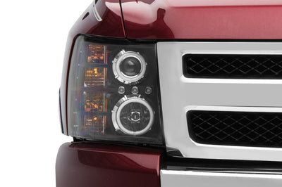 Raxiom 07-13 Silverado 1500 Super White LED Halo Projector Headlights- Black Housing (Clear Lens) - Lights