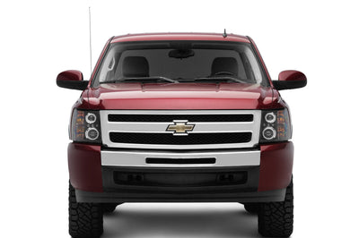 Raxiom 07-13 Silverado 1500 Super White LED Halo Projector Headlights- Black Housing (Clear Lens) - Lights