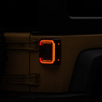 Raxiom 07-18 Jeep Wrangler JK Axial Series LED Halo Tail Lights- Black Housing (Dark Smoked Lens) - Lights