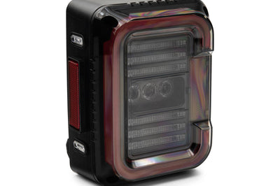 Raxiom 07-18 Jeep Wrangler JK Axial Series LED Halo Tail Lights- Black Housing (Dark Smoked Lens) - Lights