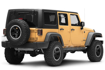 Raxiom 07-18 Jeep Wrangler JK Axial Series LED Halo Tail Lights- Black Housing (Dark Smoked Lens) - Lights