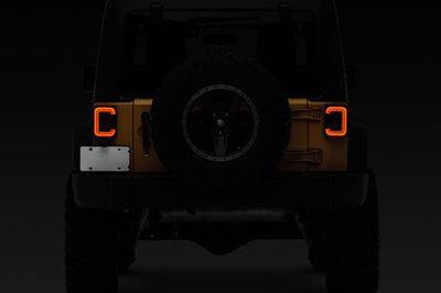 Raxiom 07-18 Jeep Wrangler JK Axial Series LED Halo Tail Lights- Black Housing (Dark Smoked Lens) - Lights