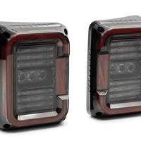 Raxiom 07-18 Jeep Wrangler JK Axial Series LED Halo Tail Lights- Black Housing (Dark Smoked Lens) - Lights