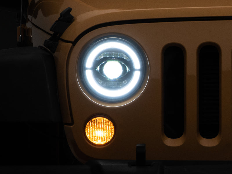 Raxiom 07-18 Jeep Wrangler JK Axial Series LED Headlights- Black Housing (Clear Lens) - Lights