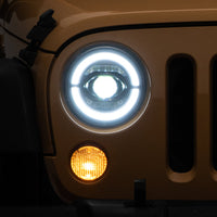 Raxiom 07-18 Jeep Wrangler JK Axial Series LED Headlights- Black Housing (Clear Lens) - Lights