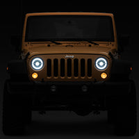 Raxiom 07-18 Jeep Wrangler JK Axial Series LED Headlights- Black Housing (Clear Lens) - Lights