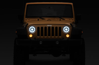 Raxiom 07-18 Jeep Wrangler JK Axial Series LED Headlights- Black Housing (Clear Lens) - Lights