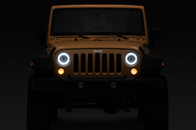 Raxiom 07-18 Jeep Wrangler JK Axial Series LED Headlights- Black Housing (Clear Lens) - Lights